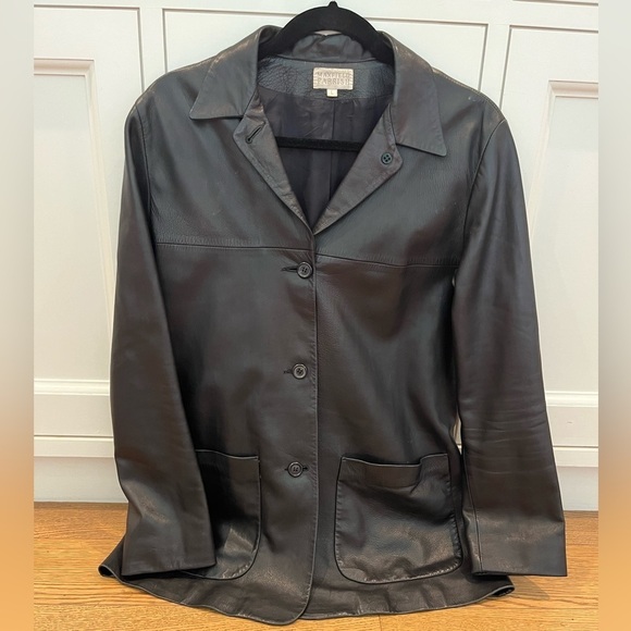 Vintage Maxfield Parrish Leather Jacket Silk Lined Size Large - Picture 3 of 8